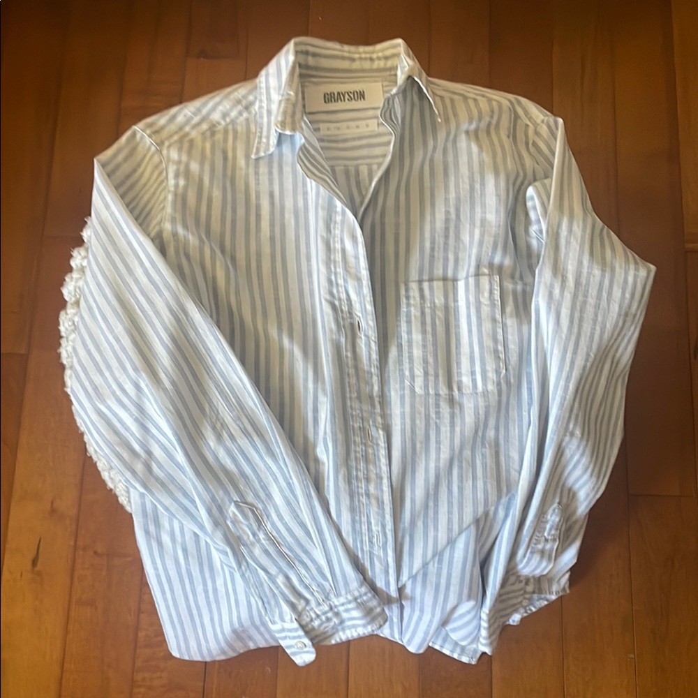 Grayson Threads Blue and White Button Down Shirt